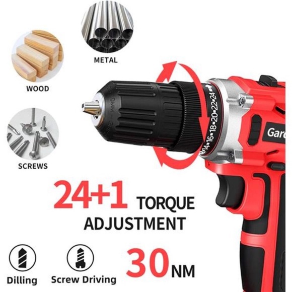 Cordless Power Drill Set: 21V Electric Drill with Fast Charger 3/8-Inch Keyless - Picture 5 of 6